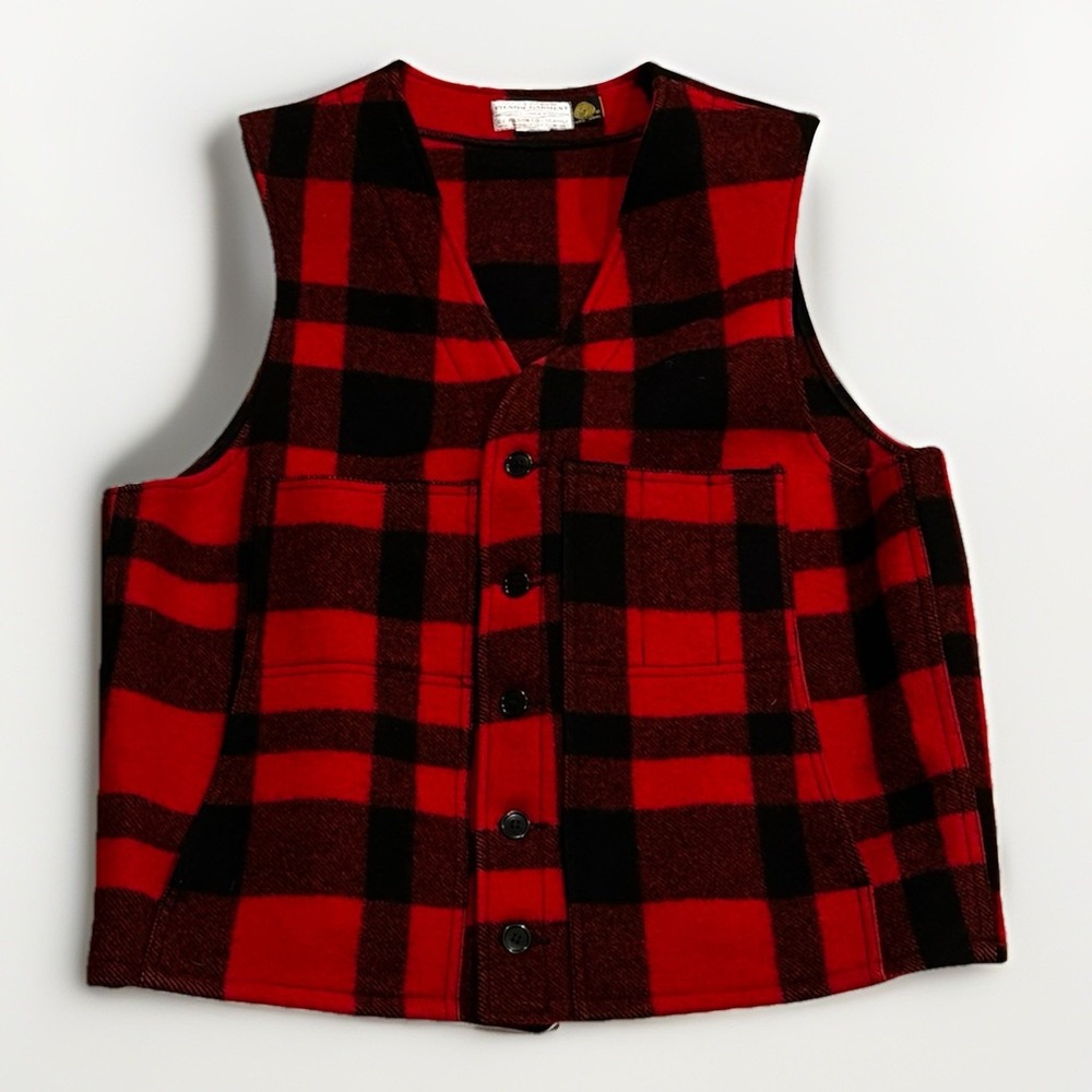 Vintage Filson Mackinaw Wool Buffalo Plaid Hunting Vest Cruiser Jacket 48 RRL
